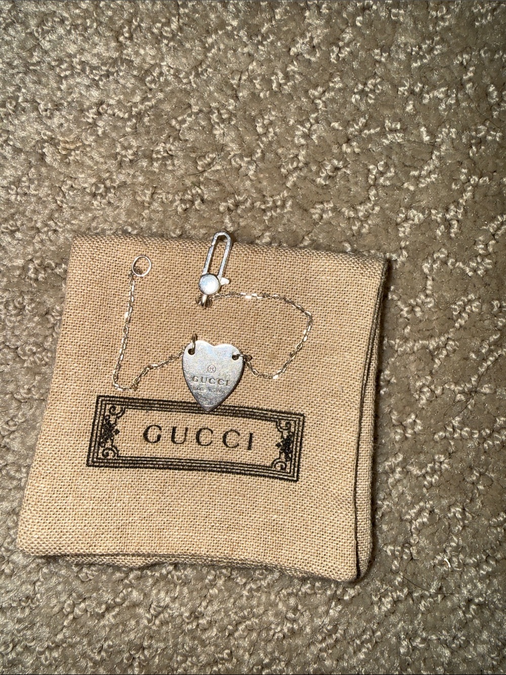 Gucci Silver Heart Padlock Pendant bracelet  - Silver